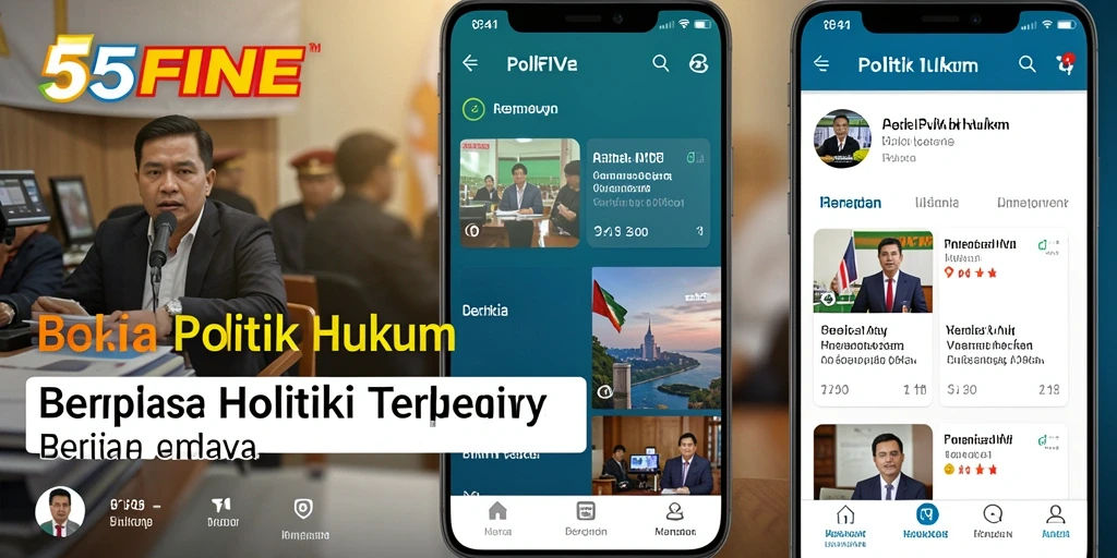 Tampilan antarmuka aplikasi 55FIVE untuk berita Politik Hukum.