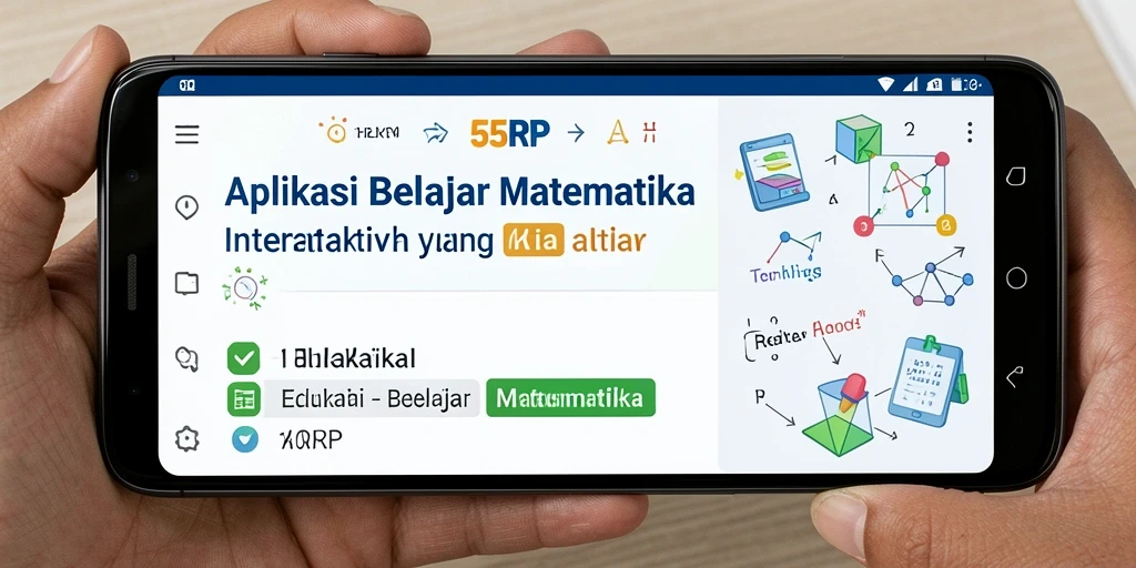 Screenshot aplikasi 55RP menampilkan antarmuka belajar matematika yang interaktif.
