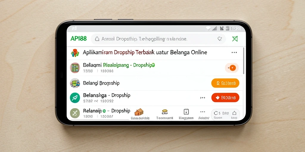 Tampilan antarmuka API88 menampilkan berbagai pilihan produk Dropship.