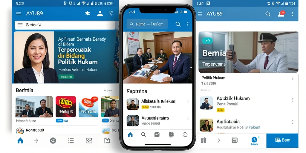 Antarmuka AYU89 menampilkan berita politik dan hukum yang menarik.