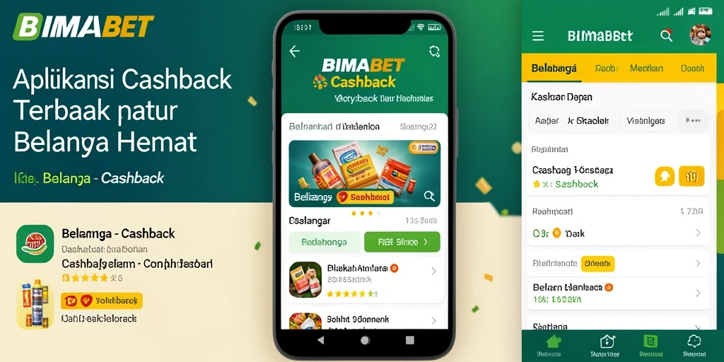 Tampilan antarmuka pengguna aplikasi Cashback BIMABET yang menarik.