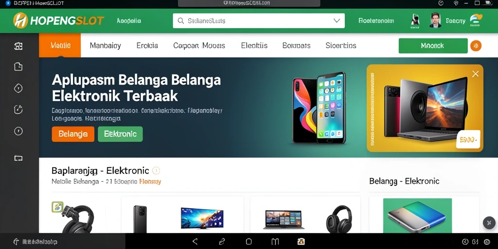 Antarmuka aplikasi HOPENGSLOT dengan fitur belanja elektronik.