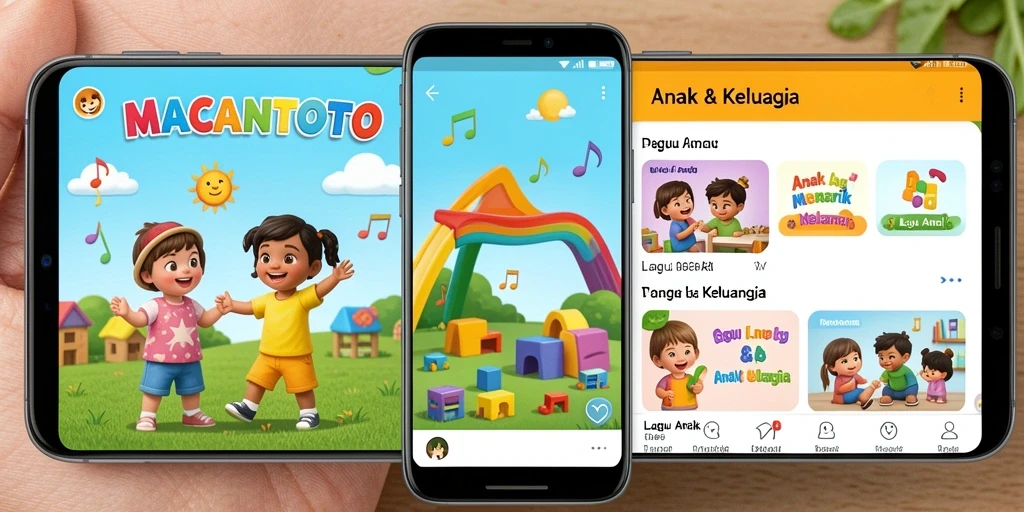 Antarmuka menarik dari aplikasi Lagu Anak MACANTOTO.