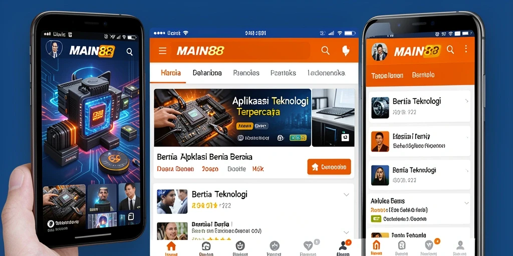 Antarmuka utama aplikasi MAIN88 menampilkan berita teknologi terkini.