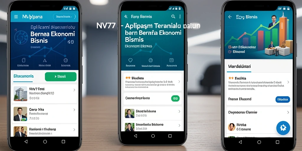 Tampilan utama NV77 menampilkan berita ekonomi terbaru dengan desain yang menarik.