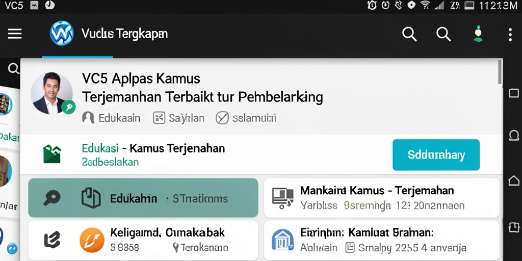 Antarmuka VC5 yang sederhana dengan fitur pencarian kamus yang cepat.